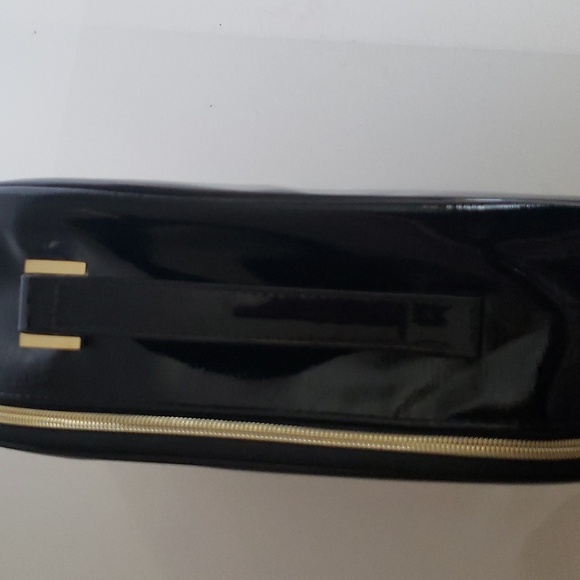 Lancome Paris Women's Black Patent Vegan Leather Travel Make Up Accessory Case - Picture 6 of 15